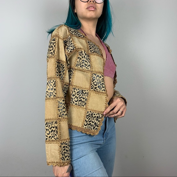 Genuine leopard print leather jacket - Picture 4 of 5